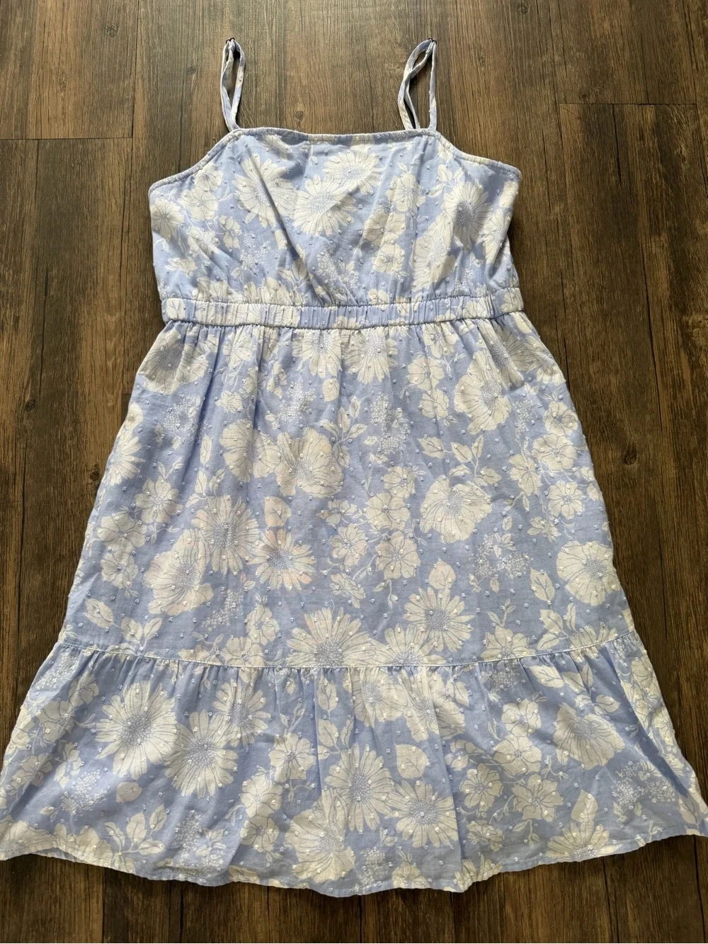 abercrombie kids Light Sleeveless Blue White Floral Midi Dress Lined Summer17/18